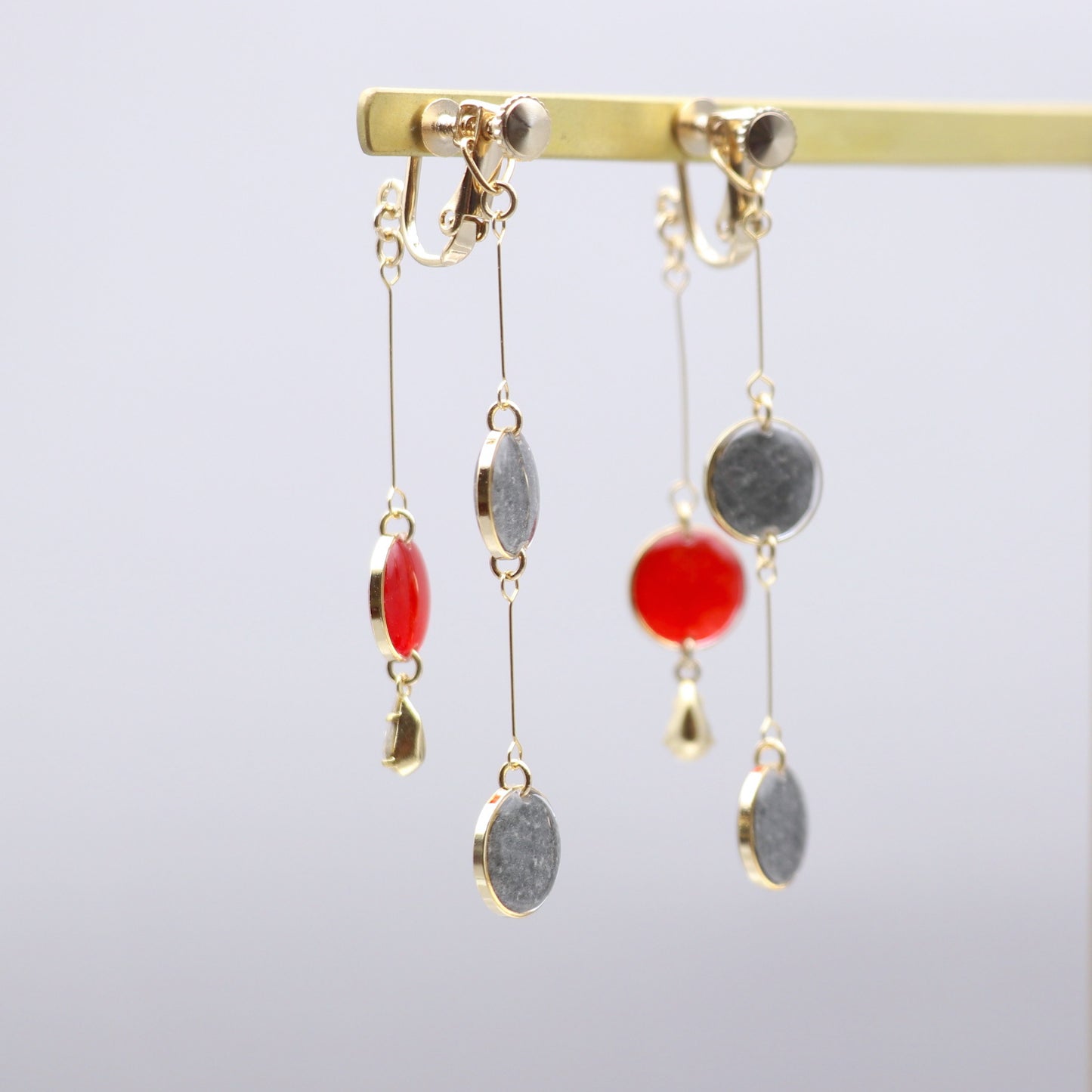 前後で揺れる水玉*美濃和紙イヤリング / ピアス 麻の葉