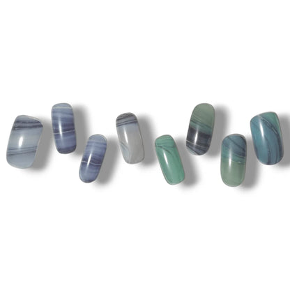 半硬化ジェルネイルシール Gel Nail Stickers　Alcohol ink：Blue × Green