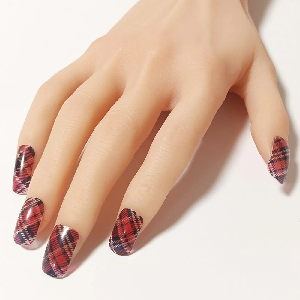 半硬化ジェルネイルシール Gel Nail Stickers　Alcohol ink：Houndstooth × Plaid