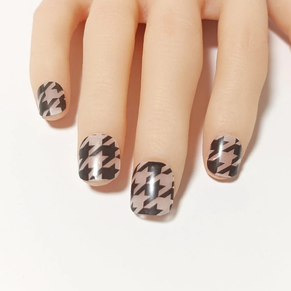 半硬化ジェルネイルシール Gel Nail Stickers　Alcohol ink：Houndstooth × Plaid