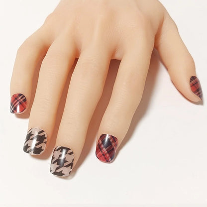 半硬化ジェルネイルシール Gel Nail Stickers　Alcohol ink：Houndstooth × Plaid