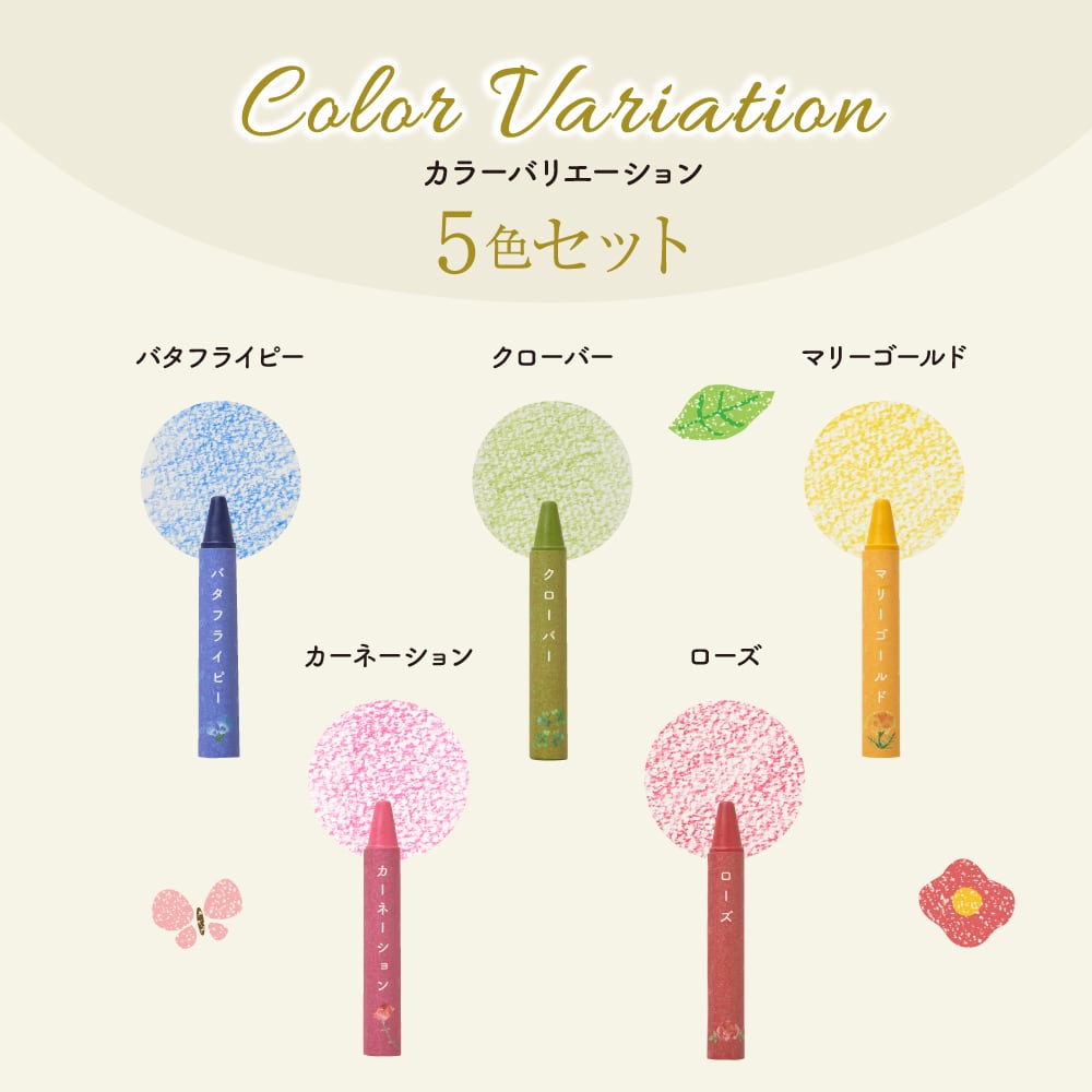 木漏れ日エッセンス　７色セット　自家製フラワーエッセンス　はなこがねいエリクサー おはなのクレヨン 5色 - おやさいクレヨン｜ethikura by エシカルな暮らし