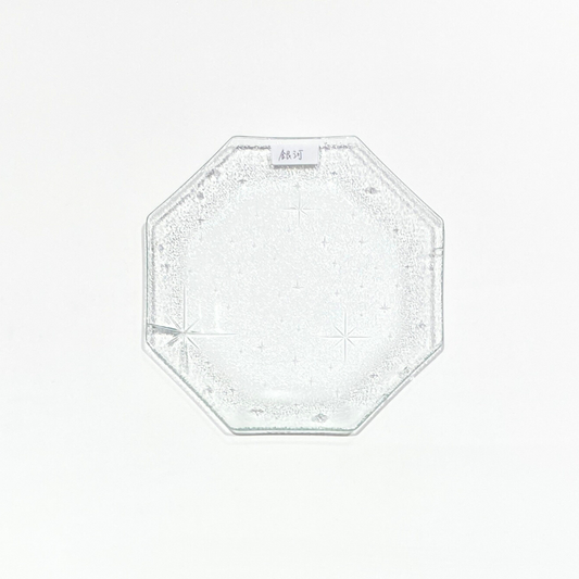 昭和の型板ガラスの八角皿（中）