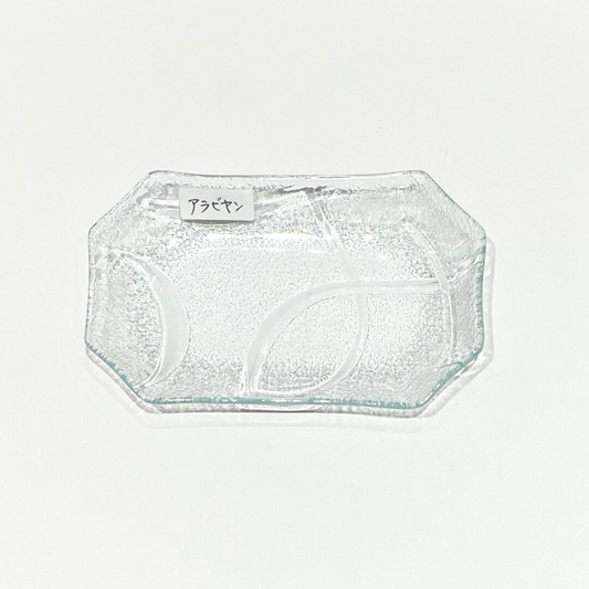 昭和の型板ガラスの長八角皿（小）